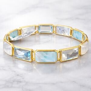 Ippolita Blue Topaz Rock Candy Lucia Gelato Bangle Bracelet in 18K Yellow Gold L